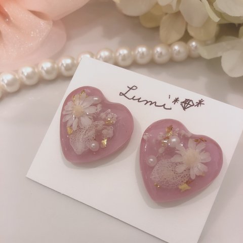 《受注品》くすみピンク♡お花♡ピアス