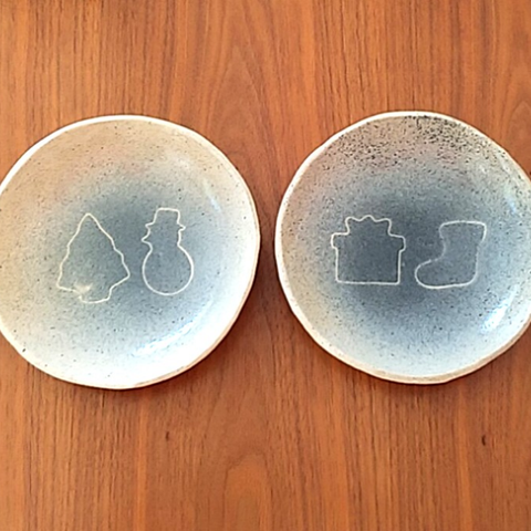 陶の深皿（スープ・カレー・パスタ皿)【ブルークリスマス】