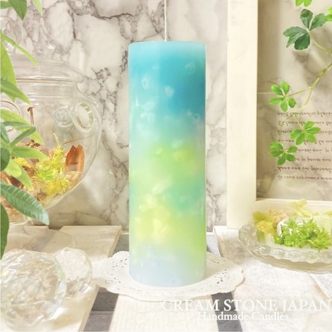 Φ5.1cm×H15cm ペタルキャンドル (ターコイズ) № 000583 /Gradation Candle