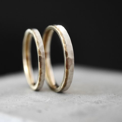 〚湖面の指輪〛｜ 結婚指輪 ｜ペアリング 2本セット ｜ プラチナorゴールド ｜ 絵と指輪と。atelierꕤtuno