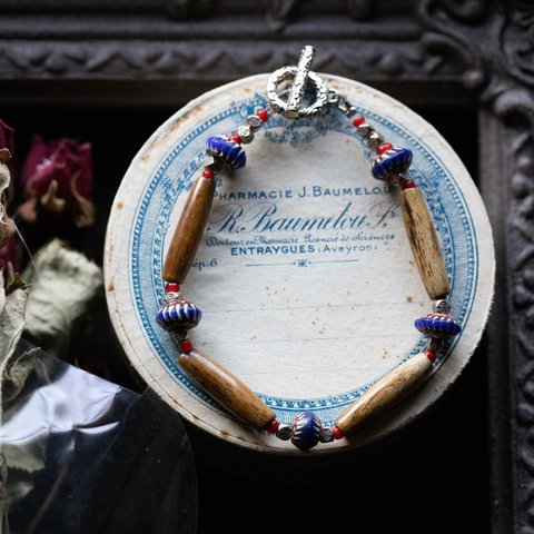 *Buffalo bone & Chevron beads ブレスレット