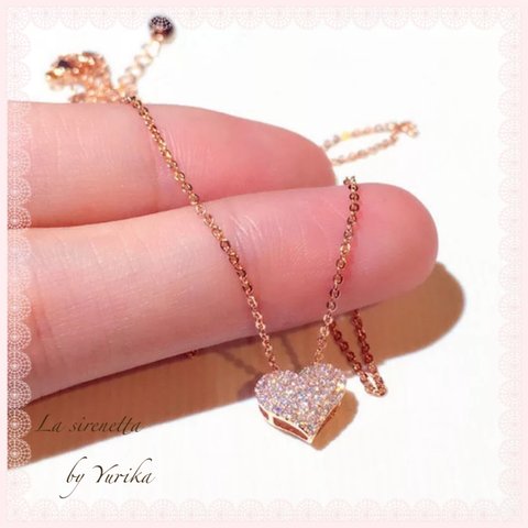 受注製作 ＊ heart pave necklace*14kgf