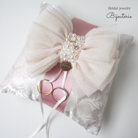 【Bridal jewelry】チュールリボンのリングピロー