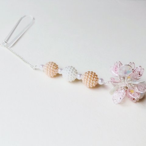 桜×パール 春 着物 和装 アクセサリー 帯飾り