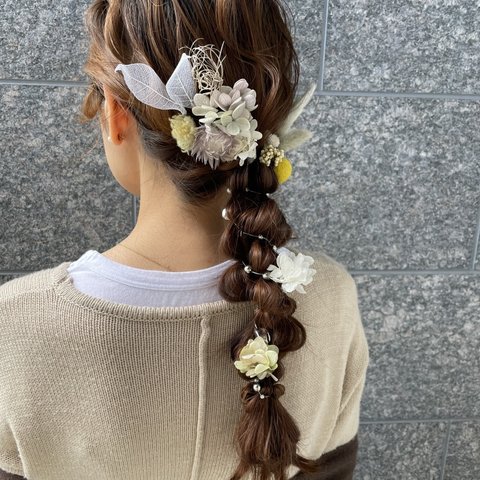 <色違いで再入荷>あみおろしヘアアクセサリー セット/淡色/シルバーヘアアクセサリー