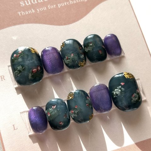 【現品1点限り】nail cip🌌モネ睡蓮/絵画ネイル/マグネットネイル