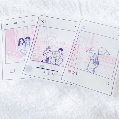 韓国♡instagram和紙・トレーシングペーパーセット (３デザインx 10枚・合計30枚入り)