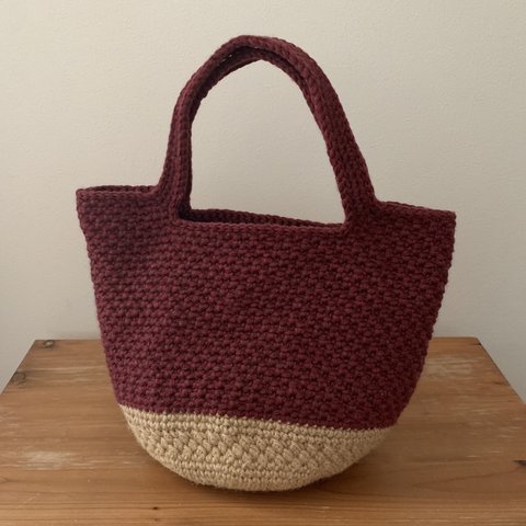 【大きめ】かのこ編み風毛糸バッグ