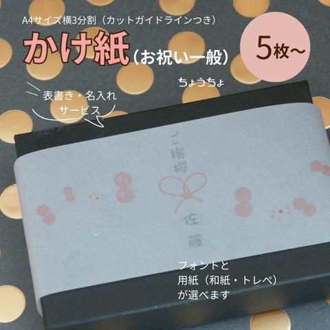 【NO-11】慶事用（一般）A4サイズ横3分割・かけ紙5枚【表書・名入れサービス】|　ちょうちょ