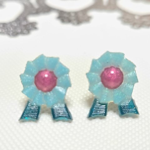 【ロゼッタピアス】ブルーリボンピアス