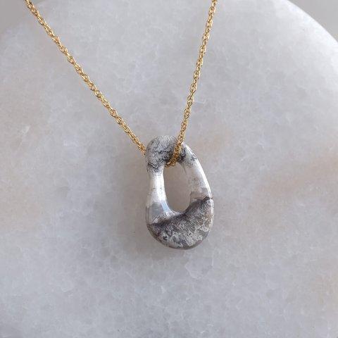 lace agate circle necklace　天然石レースアゲート　ネックレス　K14gf