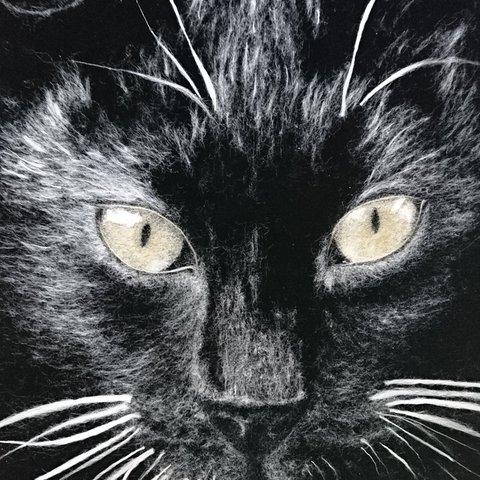 わた絵 「公園の黒猫」