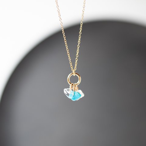 【14kgf】turquoise &  quartz　宝石質アリゾナ産ターコイズと水晶のネックレス