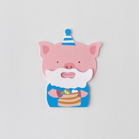 モンブランケーキと豚のグリーティングカード
