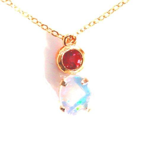 k18 - 太陽 - Ruby & Opal Necklace