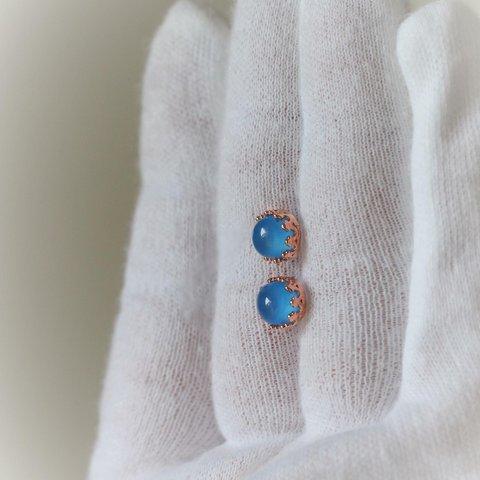 Blue chalcedony　　Ｓ925クラウンピアス❀