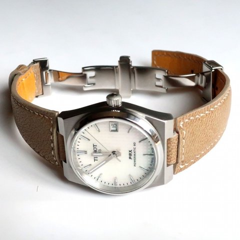 腕時計ベルト TISSOT PRX POWER MATIC 35専用 Dバックル仕様 ベージュ #167