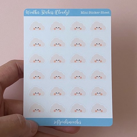 (ミニ)シールシート 2枚/セット　手帳シール　日記、ノートデコシール　Weather ‘Cloudy’ Mini Sticker Sheets 天気シール