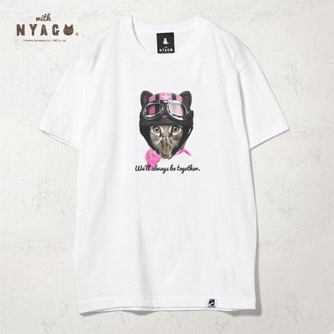 with NYAGO Tシャツ 半袖 猫 グラフィックシャツ tシャツ［ ライダー ピンク ソラちゃん 肉球をペロペロするにゃー。 1007 ］