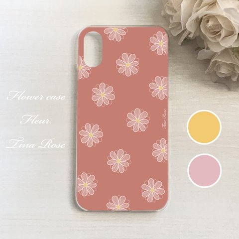 ［全機種対応]  Fleur.  お花のスマホケース⑅* TinaRose (iPhoneケース/Xperiaケース/Androidケース/AQUOSケース/Galaxyケース/赤/ポップ/かわいい)