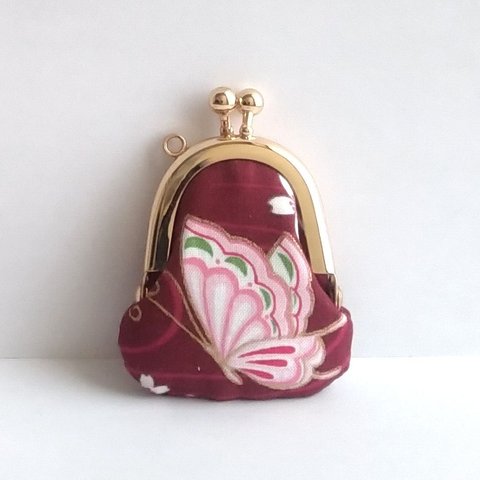 小さいがま口：豆姫：ちっちゃいがま口：littlie purse 409：かわいいがまぐち：小さな財布：蝶,桜,butterfly,sakura