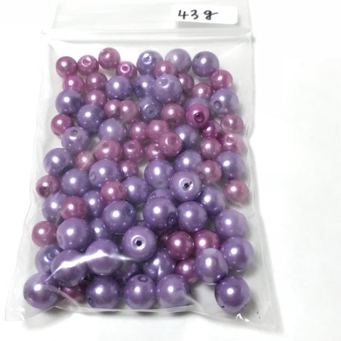 ◆送料無料◆43g ガラスパール パープル 紫色 ビーズ 8mm 6mm