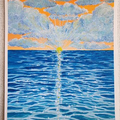 絵 絵画 風景画 アクリル画  海 雲 アート