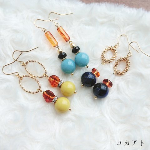 べっこう色と大ぶりアクリルのイヤリングorピアス