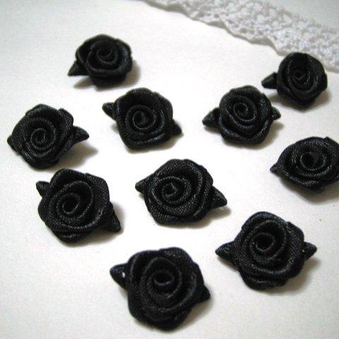 クロ×クロ葉っぱ付巻き薔薇1.5cm×18個セット