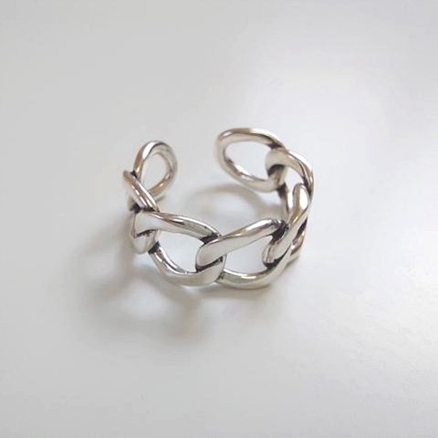 silver925 simple chain ring 1075