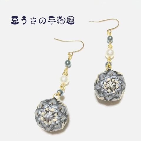 <受注作品>和・手鞠ピアス(イヤリング)～月下美人～ 伝統工芸