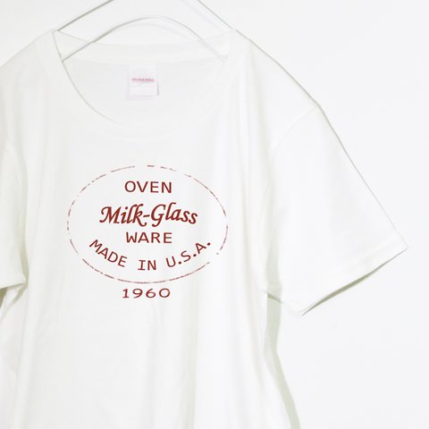 レトロでいい感じのロゴTシャツ【ホワイト】ユニセックス クルーネック半袖Tシャツ レトロ ヴィンテージ