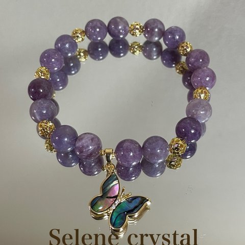 ユニコーントルマリン　蝶々　ブレスレット　おすすめ　　天然石ブレスレット　Selene crystal