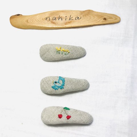 ベビー刺繍ぱっちんどめ(3個セット)