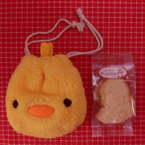 ひよこちゃんクッキー入りひよこちゃん巾着袋(^^♪