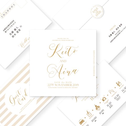 WHITE GOLD 招待状　|結婚式・ウェディングペーパーアイテム・海外風