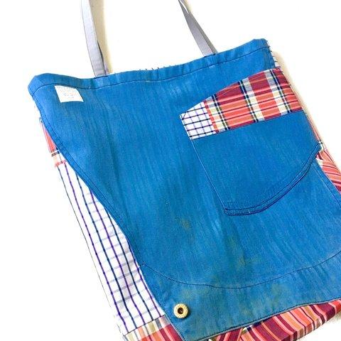 totebag /ヴィンテージ チェックとヘリンボーンのトートバッグ    ■tf-354