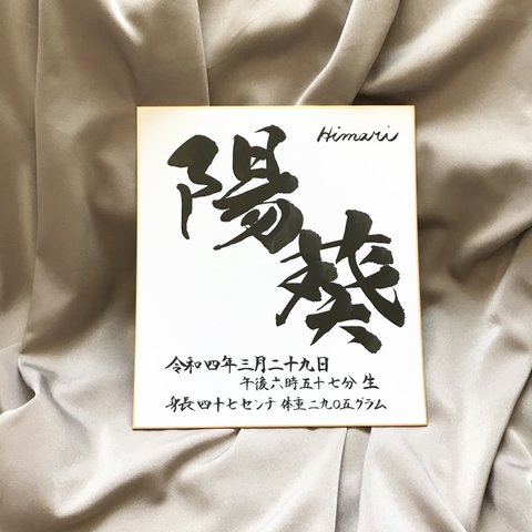 命名書　手書き　毛筆　色紙　ニューボーン　お七夜　誕生日　バースデー　お七夜　ニューボーンフォト　撮影小物　命名　バースデープロップス　フォトプロップス　書道