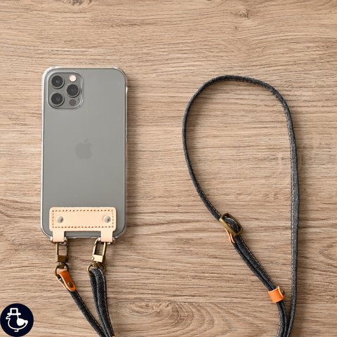 全機種対応 Android対応 スマホケース ストラップ付き 【 きなり × デニム 】 メンズ スマホショルダー セット プレゼント ギフト 父の日 FG04M