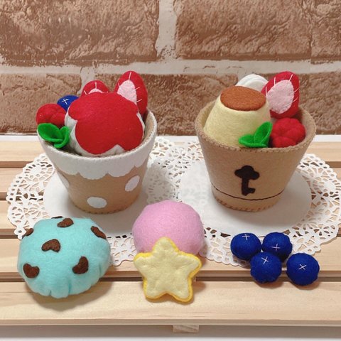  🍓パフェつくろ🍓フェルトままごと