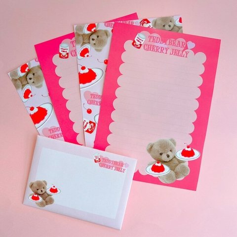 【レターセット】TEDDYBEAR CHERRY JELLY