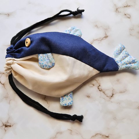 お魚巾着 巾着袋 さかな ふぐ フグハンドメイド No.232 