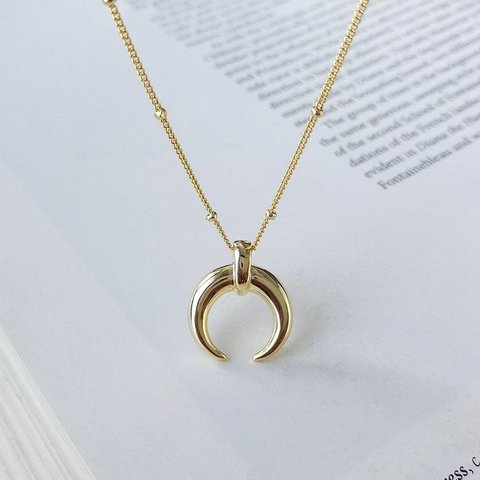 silver925 moon motif gold necklace R2045