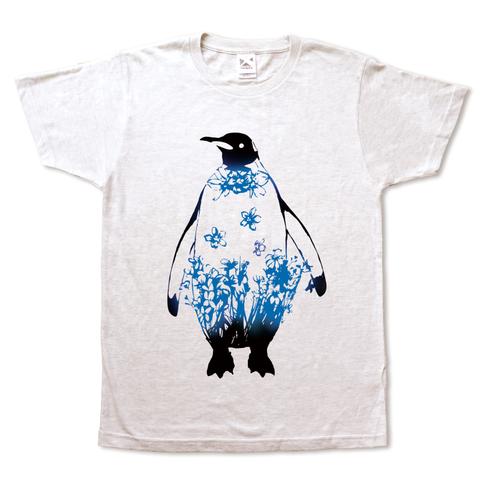 デルフィニウムペンギンの手刷りやわらかTシャツ