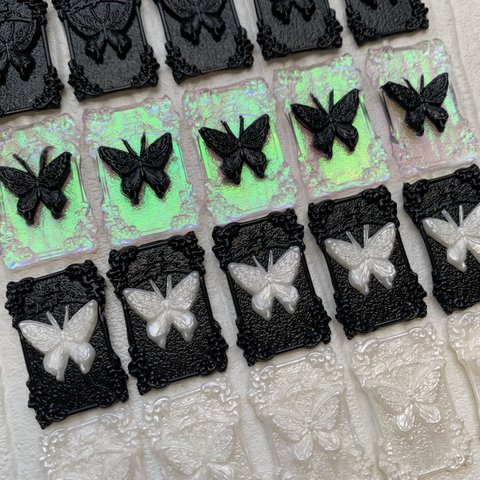 3D🦋 butterflyスタンプシール　Black  4枚セット　シーリングスタンプ