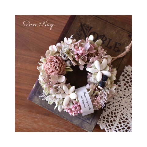 【受注製作】＊Mini couronne de couleur antique＊　アンティークカラーミニリース　誕生日　記念日　お祝い　お礼　結婚　ウェルカム　プレゼント