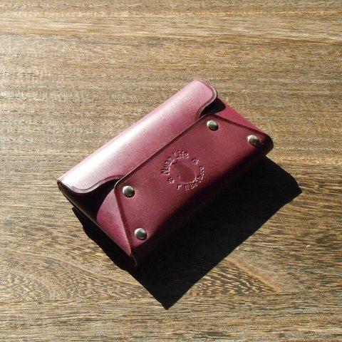 パープル　紫　名刺・カードケース　タイプ２・高級牛革イタリアンレザー