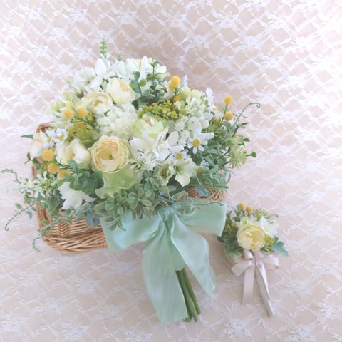 再販 Natural  clutch  bouquet～yellow  green～