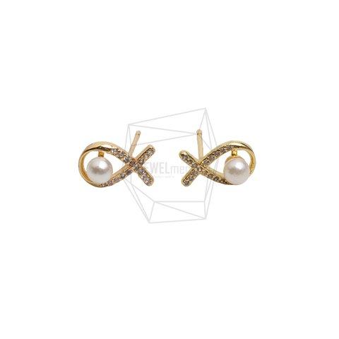 ERG-2669-G【2個入り】キュービックリボンピアス/Cubic Ribbon Post Earrings