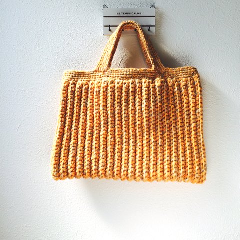 麻（ジュート）と綿のカギ編みバック 《オレンジ》